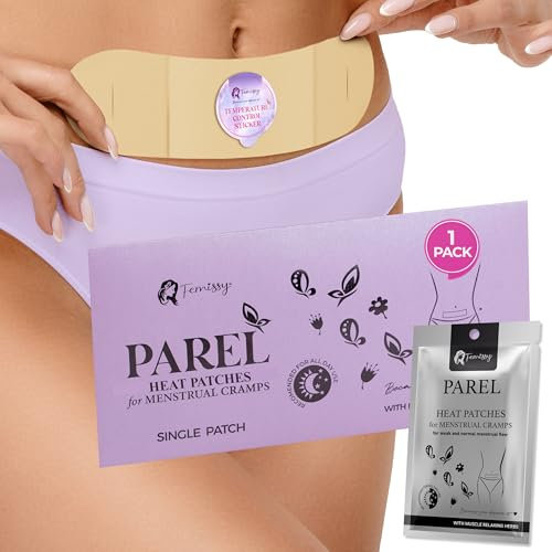Femissy Period Heating Patches for Weak & Normal Flow, Single Period Patch for Menstrual Cramps based on Flow Strength with Natural Herbs & Oils; Disposable Stick On Heat Patches for Cramp Free Period