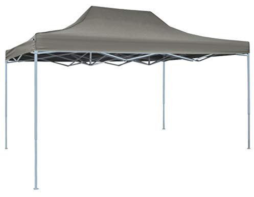 HOMIUSE Tente pliante pop-up 3 x 4,5 m anthracite - Tonnelle pliable - Pour barbecue - Pavillon de jardin - Tente de fête - Pavillon pliable - Stand de vente - Tonnelle pliable