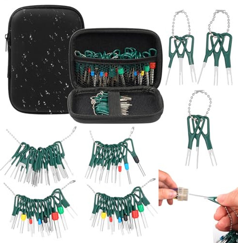 76pcs Auto Terminals Enlèvement Outil, Terminal Removal Tool Auto Voiture Câblage Electrique Connecteur à Sertir Broches Pin Extracteur Kit avec étui de Protection pour Réparation de La Voiture