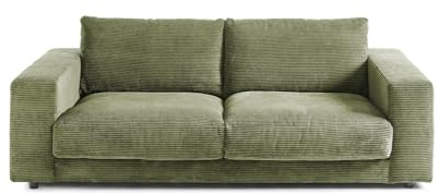 KAWOLA Big Sofa Megasofa Madeline - 2-Sitzer Couch Olivgrün, Gepolstertes Relaxsofa, Stilvolles Design fürs Wohnzimmer, 230x85x127 cm BxHxT