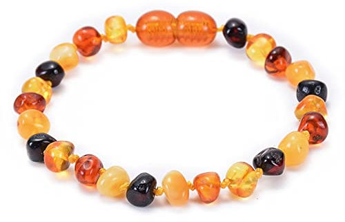 Whoiy Armband Perlen Herren, Kette Armband Herren Bernstein Orange Elastische Glatte Natursteinperlen Perlenarmbänder für Herren und Damen 15cm