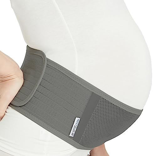 NeoTech Care Justerbart Gravidbälte - Lätt och ventilerande magstödsband för gravida kvinnor (Grå, Extra stor storlek)