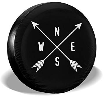 385 Housse De Roue De Secours Flèches De Boussole Pneu De Rechange Coque Imprimé Couverture De Pneu Personnalisée Auto Pneus Sacs, pour Camion, Voiture Accessoire, 15in