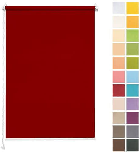 Rettika Sichtschutz Rollo ohne Bohren - Rot, Breite: 90cm, Höhe 150 - Rollos für Fenster ohne Bohren, Fenster rollos für innen, Jalousien zum Klemmen, Klemmrollo