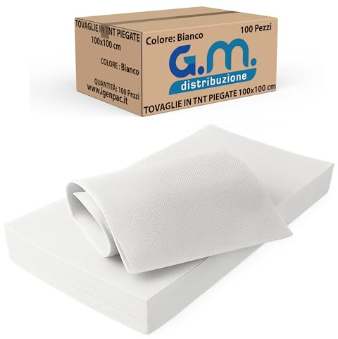 G.M. DISTRIBUZIONE 100 Tovaglie in TNT 100x100cm Colore BIANCO, Tovaglie Coprimacchia in TNT Tessuto non Tessuto Ideali per la ristorazione vari colori