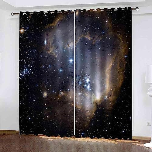 Verdunklungsvorhänge Kinderzimmer Sterne des Traumhimmels 2 Stück Vorhang Blickdicht Ösenschal Kindergardinen Junge Verdunklungsgardine Größe: 2 X -
