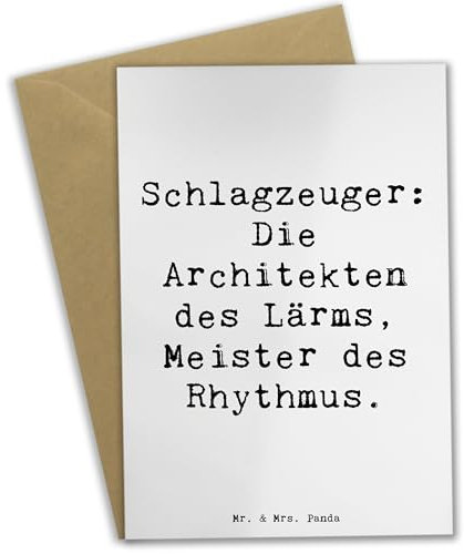 Mr. & Mrs. Panda Grußkarte Spruch Schlagzeug Architekten - Geschenk, Instrument, Musik, Beats, Präsenz, hochzeitskarten, Band, Trommeln, Dynamik, einladungskarten, Klappkarte, kommunionskarte, Musiker