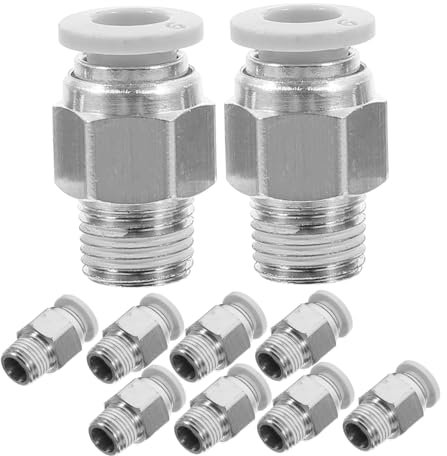 SOLUSTRE 10pcs 6mm Push Fit Air Connectors 1/8 Npt Thread Quick Connect Fittings for 3D Printer Air Hose Pneumatic Tubing Fast Release Adapter
