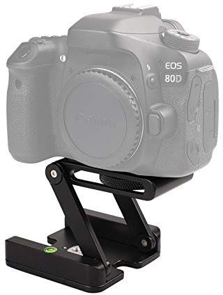 Hanzete Aluminum Z Flex Tilt Tripod Head 2KG Payload with Universal 1/4 3/8 Screw Bubble Level for DSLR Camera Mounting