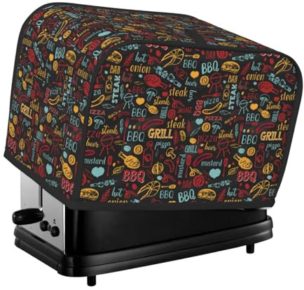 Funda para tostadora de 2 rebanadas con bolsillos, para barbacoa, parrilla de barbacoa, cubierta de tostadora de huellas dactilares grasosa para cocina, accesorios de tostadora de 2 rebanadas
