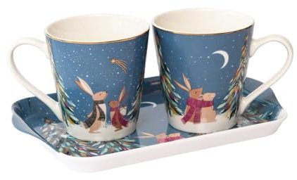 Sara Miller London Woodland Tales Mug & Tray Set, French Blue