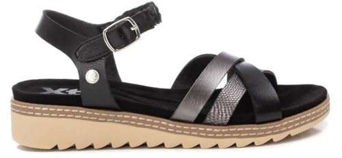 XTI - Sandalia Mujer Negro - Calzado Cómodo y Versátil - Moda casual - Modelo 14408503 (Talla 38)