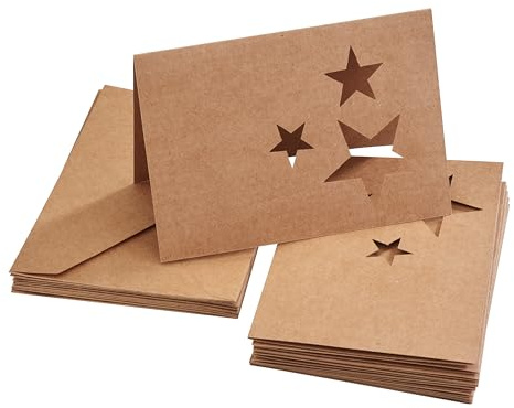 VBS Passepartoutkarten Sterne, 20-tlg. Set, Braun, Karten zum Basteln, Gestalten und Verschenken, DIY Weihnachtskarten, Einladungen, hochwertiges Bastelpapier