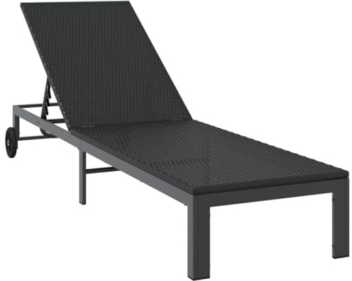 vidaXL Sonnenliege Poly-Rattan Schwarz | Diese Liege ist darauf ausgelegt, dir entspannte Stunden zu bieten, Hergestellt aus langlebigem Poly-Rattan,