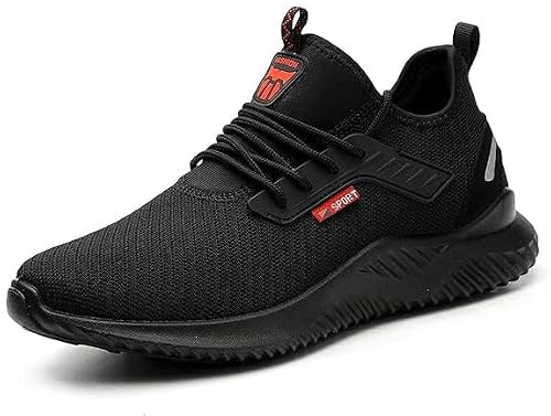 Steel Toe Caps Trainers Lightweight Boots Womens Mens Work Industrial Work Shoes Black2 EU42 Convert UK8