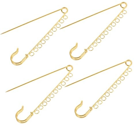 COOPHYA 4stücke Teiliges Metall Sicherheitsnadeln Mit Schlaufen Kiltnadeln Mit Löchern Robuste Schwere Sicherheits-broschen Für DIY Schmuckherstellung Kleidung Basteln