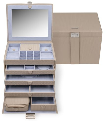 Windrose Schmuckkoffer XL mit Reiseetui corbello/taupe