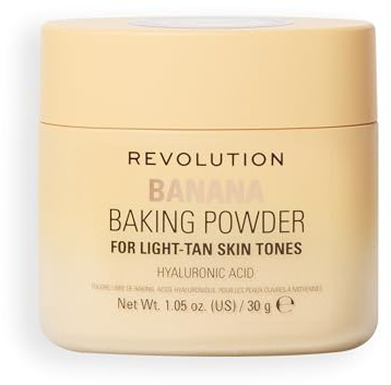 Revolution Loose Baking Powder, Banana | Poudre Fixatrice de Maquillage, Couvrance Longue Tenue, Matifie et Réduit la Brillance, Vegan et Sans Cruauté, 32g