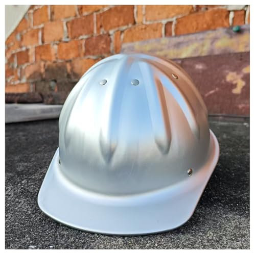 DHNDSDP Aluminiumlegierung Bauhelm mit Herausnehmbarem Innenfutter Silberfarbener Baustellen Helm 5,1 Tief 4-Punkt-Befestigung Verstellvorrichtung