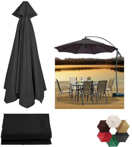 Housse de parasol de rechange imperméable à 6 baleines pour table de marché, parasol d'extérieur, toile idéale pour le jardin et la plage
