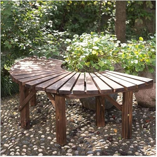 Rundum-Baumbank for Den Außenbereich, Gebogene Bänke Aus Massivholz for Den Garten, Halbrunde, Wetterfeste Sitzgelegenheiten Mit Latten Ohne Rückenlehne for Terrasse, Veranda, Rasen, Park, Innenhof