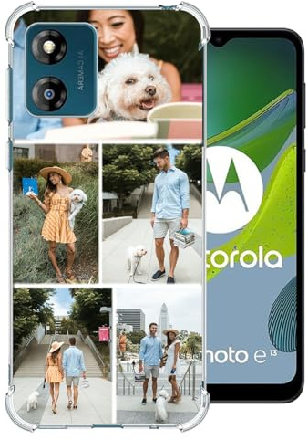 Funda personalizada compatible con Moto E13 4G, funda ultrafina de TPU transparente con protección de cámara y pantalla, resistente a los arañazos, antihuellas, listo para regalo o logotipo