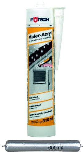 Förch Profi-Maleracryl Weiß 310 ml – 12er-Pack | vielseitige Acryl-Dichtmasse für Innen & Außen | UV- und wetterbeständig, überstreichbar