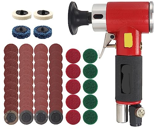 Amoladora de ángulo aire, pulidora molienda neumática 90 grados, máquina 2 pulgadas con Kit herramientas discos lijado Esmerilado y pulido(Set2)