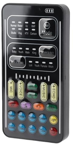 ACOGEDO Ensemble de Changeur de Voix, 8 Modes Vocaux, 8 Effets Sonores, Mini Carte Son Portable avec Lumières LED, pour Téléphone, Ordinateur, Tablette, Commutateur de Jeu (Version Anglaise)