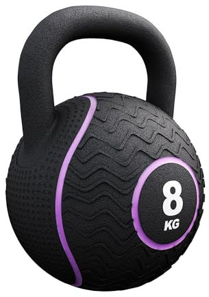 GORILLA SPORTS® Kettlebell Gummi 4–20 kg, Eisensandkern, Gummiummantelung | Ergonomischer, gummierter Stahlgriff; farbkodiert und für Kraft-, Cardio- und Functional-Training geeignet