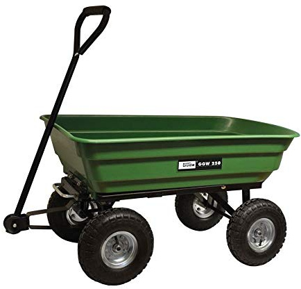 Stabiler Handwagen - Muldenkipper - Belastbar: 250 kg mit 75 Liter PVC Wanne - Kippar - Wagen mit Luftreifen für Garten, Haus, Hof, Stall und Baustelle