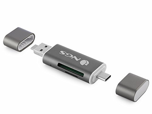 NGS ALLYREADER - Lector de Tarjetas Tipo C 5 en 1(Lector USB-C, Micro USB y USB 2.0) con Ranuras para Tarjetas MicroSD y SD