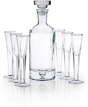Edwanex Karaffe für Whisky, Cognac, Likör, Wein + 6 Gläser Shots
