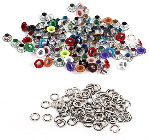 GLOGLOW 100 Stücke Mischfarben 4mm Runde Form Ösen, Scrapbooking Karte, Leder Handwerk Schuhe Kleidung DIY Metall Ösen(Verschiedene Farben)