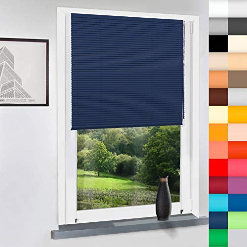Mass-Gardinen-Shop Aluminium Jalousie nach Maß, Endloskette, Kette, Monocomando, Maßanfertigung, für Fenster und Türen, Alu, Fenster, Klemmfix ohne Bohren (Navy, Höhe: 200cm x Breite: 60cm)
