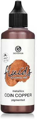 100 ml Fluids Alcohol Ink COIN COPPER, Alkoholtinte für Fluid Art und Resin, kupfer | Metallic-Alkoholtinte für schimmernde Akzente in Alcohol Ink Art auf Yupo, Glas, Keramik und Metall