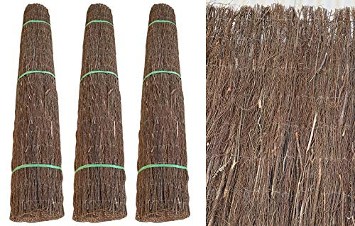 ADO - Rollo Brezo Ecológico Oscuro | Ocultación Total Jardín y Balcón | Duradero y Resistente | 2m Altura x 3m Longitud, 2700-2900 g/m2 (3- Brezos)