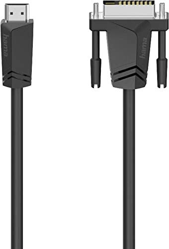 Hama HDMI/DVI 00205018 - Cable adaptador de conector macho (HDMI-A, conector macho DVI-D, 18+1 polos, 1,50 m), color negro