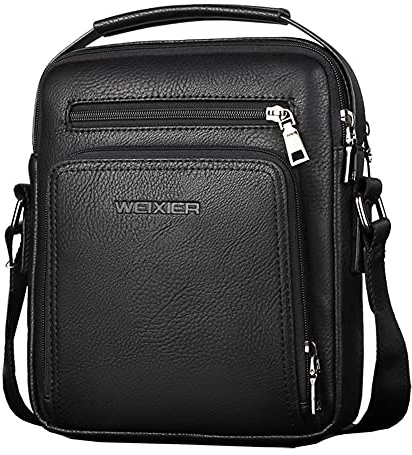 A-QMZL Borsello Uomo Pelle Borsa a Tracolla da Uomo Casuale Borse Messenger per Stile Retro'per l'uso Quotidiano Outdoor Trekking,Lavoro,Viaggio Borsa a Spalla (Nero)