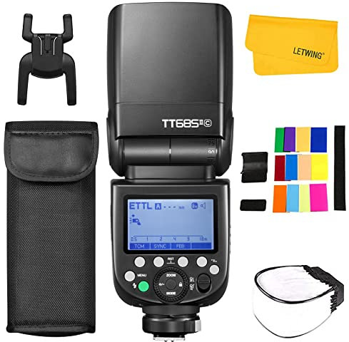 Godox TT685II TT685II-C Flash pour Appareil Photo Canon, 2.4G TTL Canon Speedlite HSS 1/8000S, 0.1 à 2.6 s Temps de Recyclage, Environ 330 Flashes à Pleine Puissance, Externe Flash pour Photographie