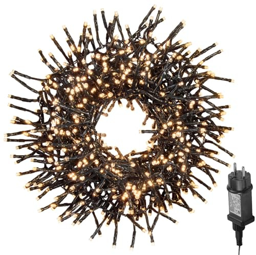 Lunartec Büschellichterkette: LED-Büschel-Lichterkette, 2.000 LEDs, 8 Modi, IP44, 20 m, warmweiß (Girlande, Lichterkette Weihnachten, Baum)