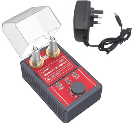 Spark Plug Tester, Automotive Dual Holes Ignition Plugs System Analyzer with Adjustable Dual Holes Ignition Tester and Protective Cover Spark Plug 0 to 6000rpm Adjustable for 12mm Spark Plug