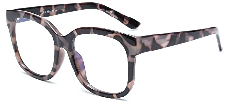 JIM HALO Blaulichtblockerbrille für Damen Übergroße Quadratische Computerbrille Metall-CP-Bügel