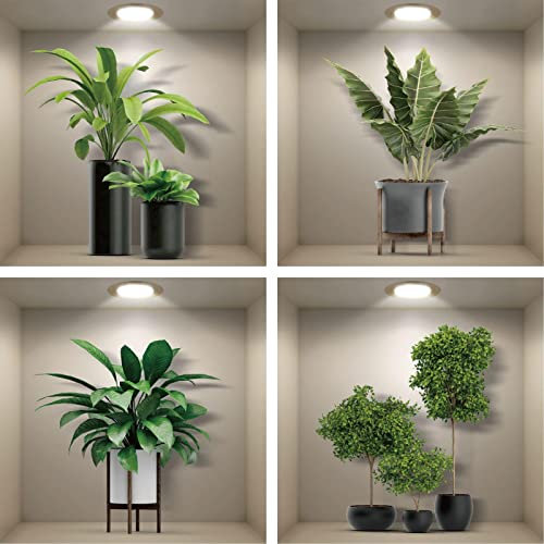 4er Set Wandtattoo 3D Effekt Vase - 3D Wandaufkleber Selbstklebend mit Blumen Grüne Pflanzen Baum Bonsai - Wandsticker Wandbild für Schlafzimmer Wohnzimmer Kinderzimmer Küche Büro 40x40cm
