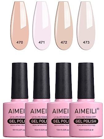 AIMEILI UV LED Gellack mehrfarbig ablösbarer Gel Nagellack Nude Gel Nail Polish Set - 4 x 10ml - Kit Nummer 24