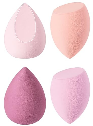 UAMLVCN Make-up Schwamm Set 4 Stück, Weiche Latexfreie Beauty Blender für Foundation, Puder & Concealer, Make-up Schwamm für Nahtloses Auftragen, Feucht & Trocken Anwendbar