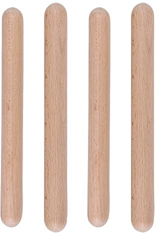 BQLZR Palitos de ritmo de madera dura natural para enseñanza de música, 20 x 1,9 cm, paquete de 4