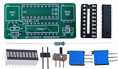 DIY Kits LM3914 Batterie Kapazität Anzeigemodul Tester LED-Anzeigetafel, LED-Batteriestandsanzeige-Löt-DIY-Kit, 2,4–20 V-Batterie erhältlich