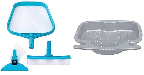 Intex Basic Cleaning Kit - Poolzubehör - Poolreinigungsset - 3-teilig & Pool Foot Bath - Poolzubehör - Pool Fußbad, Grau, 45.72 x 8.89 x 55.88 cm