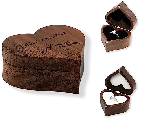 LAIFU Hölzerne Ring Box Personalisierte Ring Box Mit Text und Design für Vorschlag Hochzeit Verlobung
